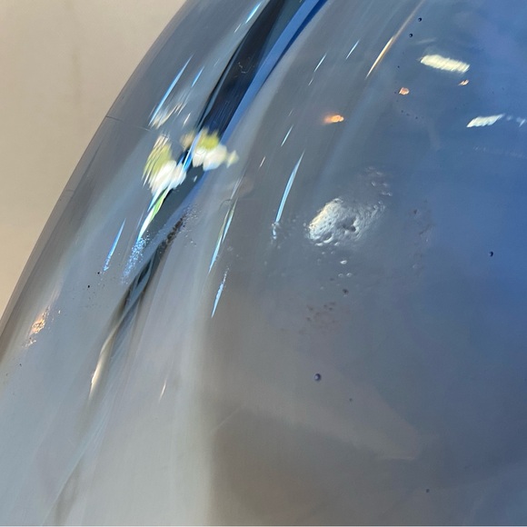 Vintage Oblong Art Handblown Blue Transparent Heavy Glass Bowl - Picture 5 of 6